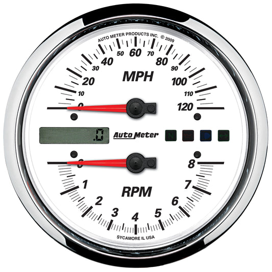 5 In. DIRECT FIT TACHOMETER/SPEEDOMETER COMBO 8K RPM/120 MPH WHITE PRO-CYCLE