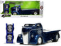 1947 Ford COE Flatbed Truck Dark Blue Metallic with White Top "The Famous Motor Cars" with Extra Wheels "Just Trucks" Series 1/24 Diecast Model by Jada  free shipping USA
