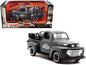 1948 Ford F-1 Pickup Truck and 1942 Harley-Davidson WLA Flathead Motorcycle Matt Dark Gray "Harley-Davidson Custom" 1/24 Diecast Models by Maisto  free shipping USA