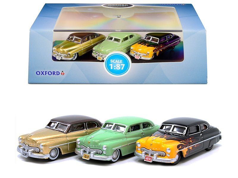 1949 Mercury Set of 3 Cars "70th Anniversary" 1/87 (HO) Scale Diecast Model Cars by Oxford Diecast  free shipping USA