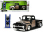 1956 Ford F-100 Pickup Truck Matt Black and Champagne with Flames with Extra Wheels "Just Trucks" Series 1/24 Diecast Model Car by Jada  free shipping USA