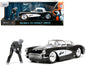 1957 Chevrolet Corvette Black with White Top and Wolfman Diecast Figure "Universal Monsters" "Hollywood Rides" Series 1/24 Diecast Model Car by Jada  free shipping USA