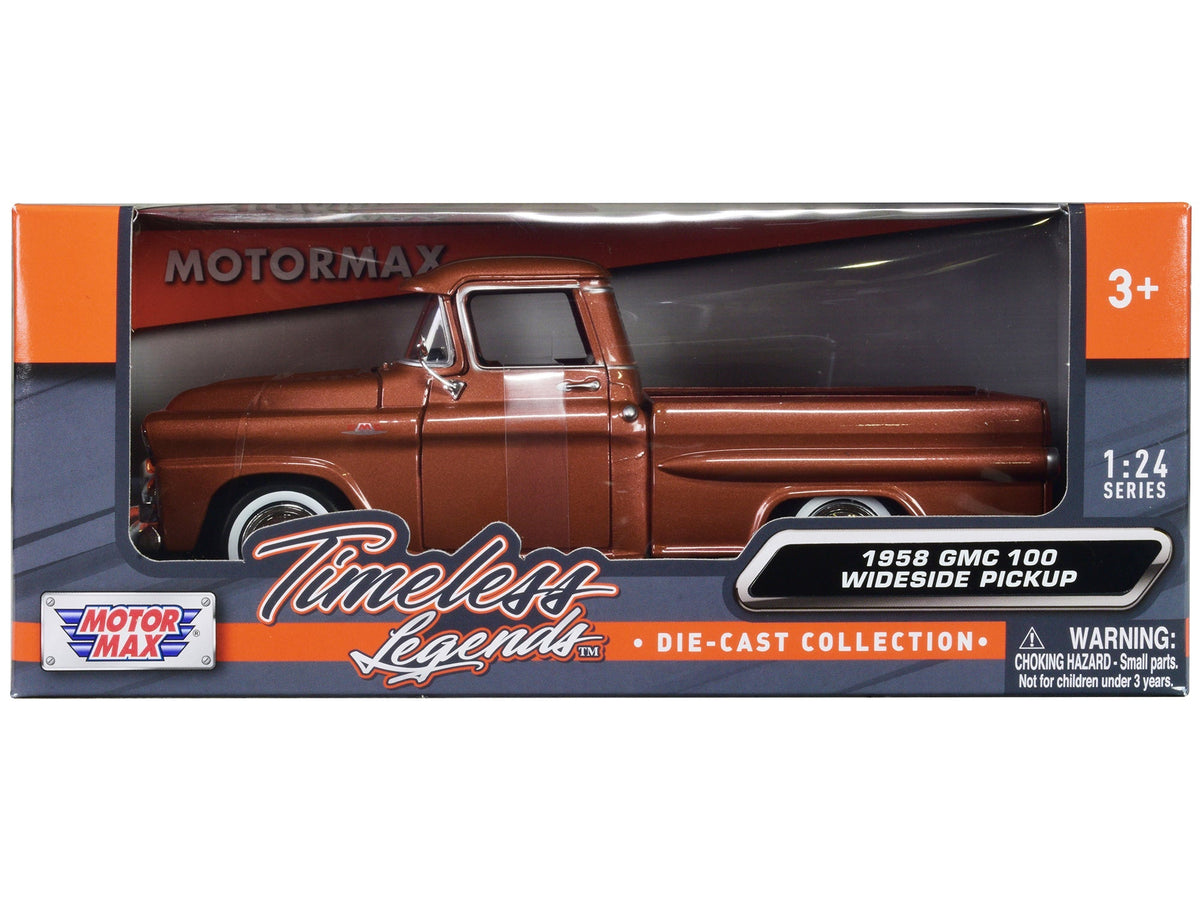 1958 GMC 100 Wideside Pickup Truck Brown Metallic "Timeless Legends" Series 1/24 Diecast Model Car by Motormax  free shipping USA