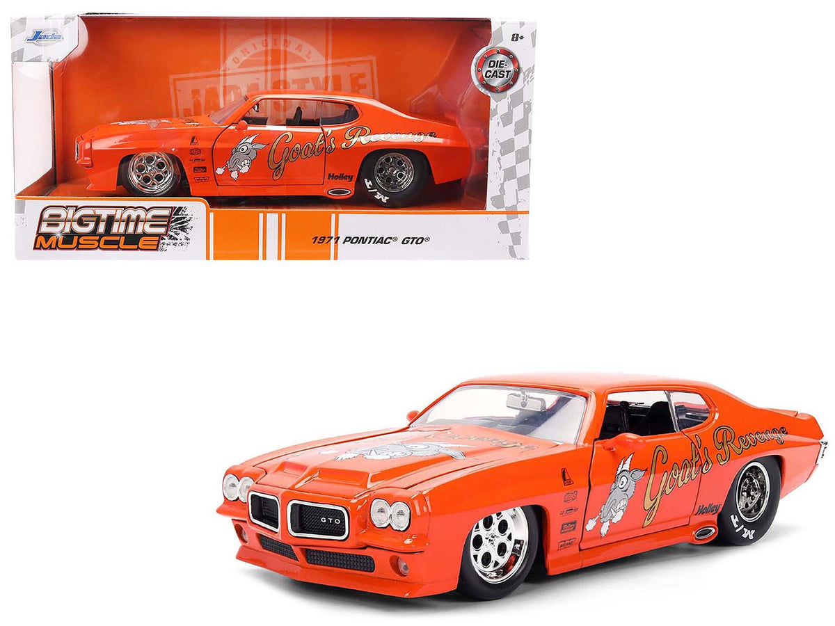 1971 Pontiac GTO "Goat's Revenge" Orange with Graphics "Bigtime Muscle" Series 1/24 Diecast Model Car by Jada  free shipping USA