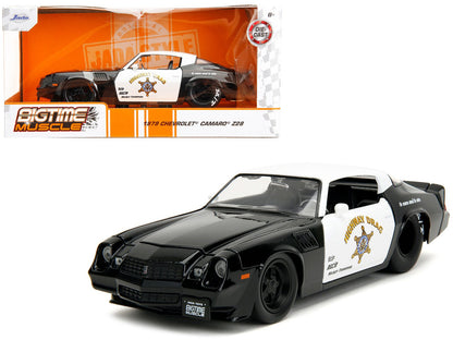1979 Chevrolet Camaro Z28 Police Black and White "Highway Drag" "Bigtime Muscle" Series 1/24 Diecast Model Car by Jada  free shipping USA