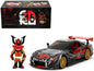 1993 Mazda RX-7 Black with Graphics "Lab Monkeys" with Saru Diecast Figure "Hollywood Rides" Series 1/24 Diecast Model Car by Jada  free shipping USA