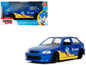 1997 Honda Civic Type R Blue Metallic with Graphics "Sonic the Hedgehog" (1991) Video Game "Hollywood Rides" Series 1/32 Diecast Model Car by Jada  free shipping USA
