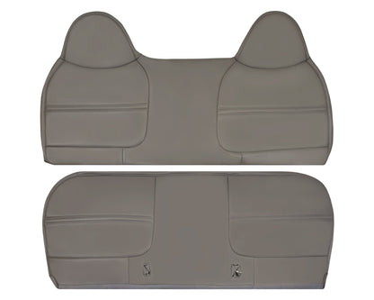 1999-2002 Ford F250 F350 F450 Super Duty XL Work Truck Synthetic Leather Front Bench Top & Bottom in Gray & Tan