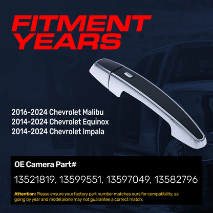 Exterior Door Handle Black/Chrome Replacement for Chevrolet Malibu (16-24), Equinox (14-24), Impala (14-24) OE Part # 13521819, 13599551, 13597049, 13582796 | Front Right Passenger Side w/o Keyhole
