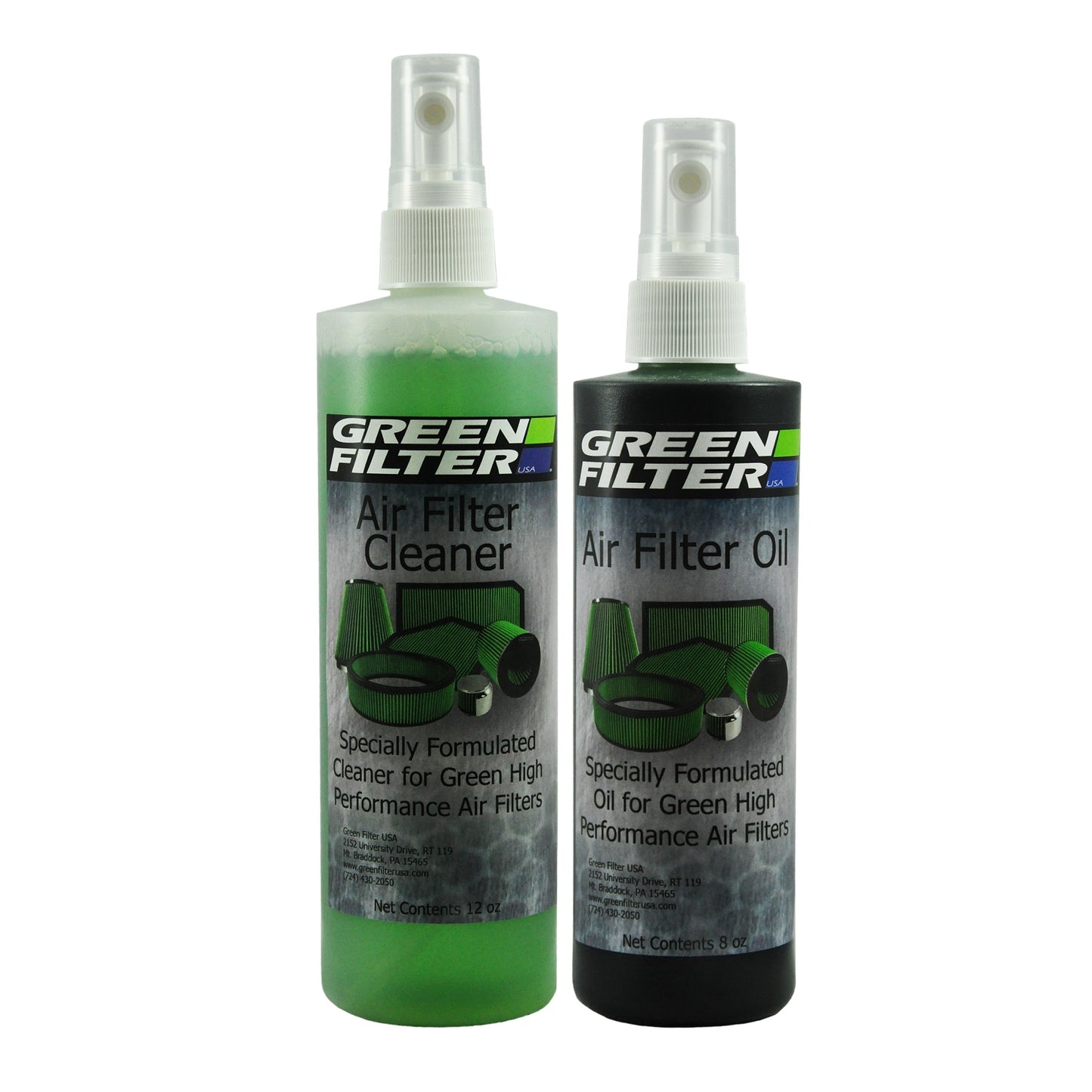 Green Filter USA - Air Filter Cleaner And Synthetic Oil Kit - 12 Oz. Cleaner And 8 Oz. Oil - 2000