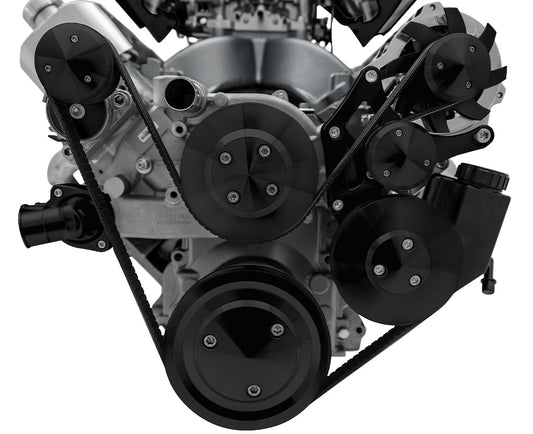 Chevy LS Pro Track Serpentine System - PS & ALT - Black