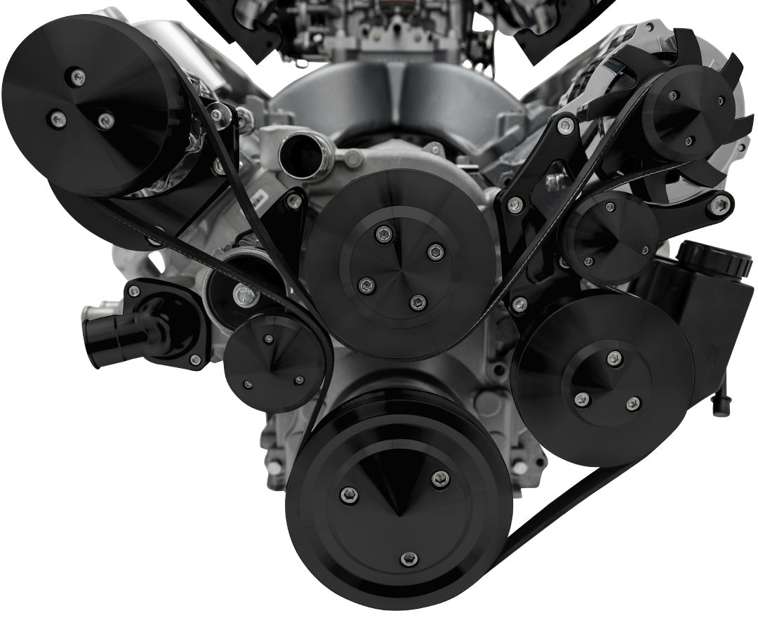Chevy LS All Inclusive Black Pro Track Serpentine System (AC/PS/ALT)