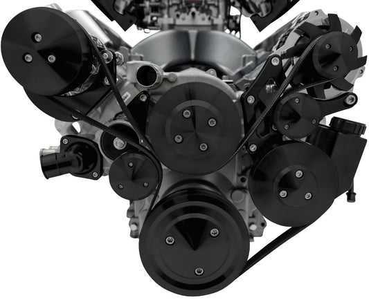 Chevy LS All Inclusive Black Pro Track Serpentine System (AC/PS/ALT)