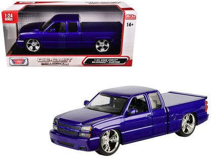 2006 Chevrolet Silverado Custom Pickup Truck Blue Metallic "Die-Cast Collection" Series 1/25 Diecast Model Car by Motormax  free shipping USA