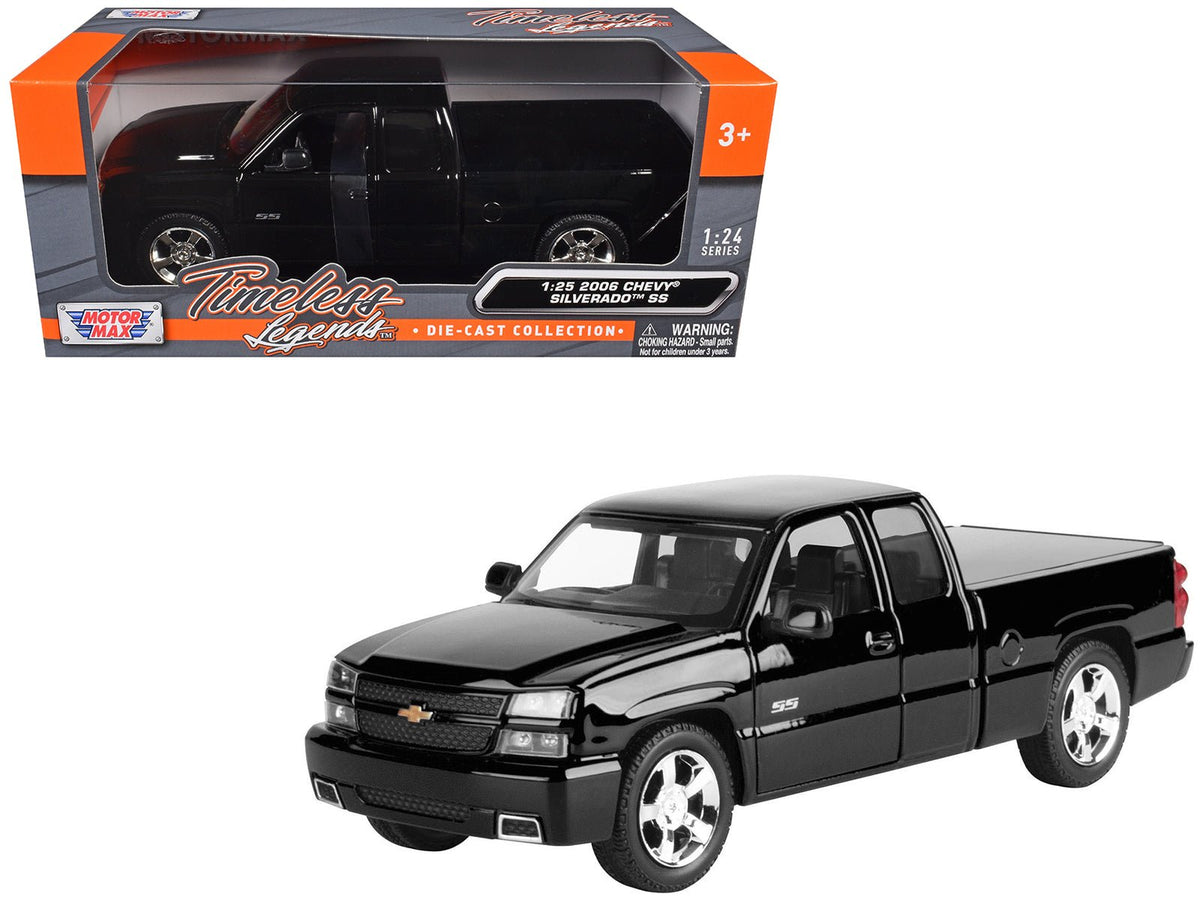 2006 Chevrolet Silverado SS Pickup Truck Black "Timeless Legends" Series 1/25 Diecast Model Car by Motormax  free shipping USA
