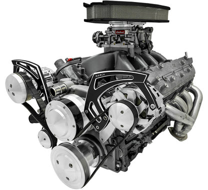 Chevy LS Style Track Serpentine System - Wide - AC & ALT - Black Onyx