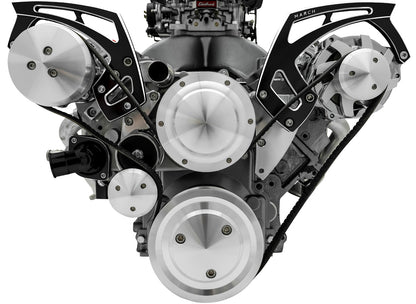 Chevy LS Style Track Serpentine System - Wide - AC & ALT - Black Onyx