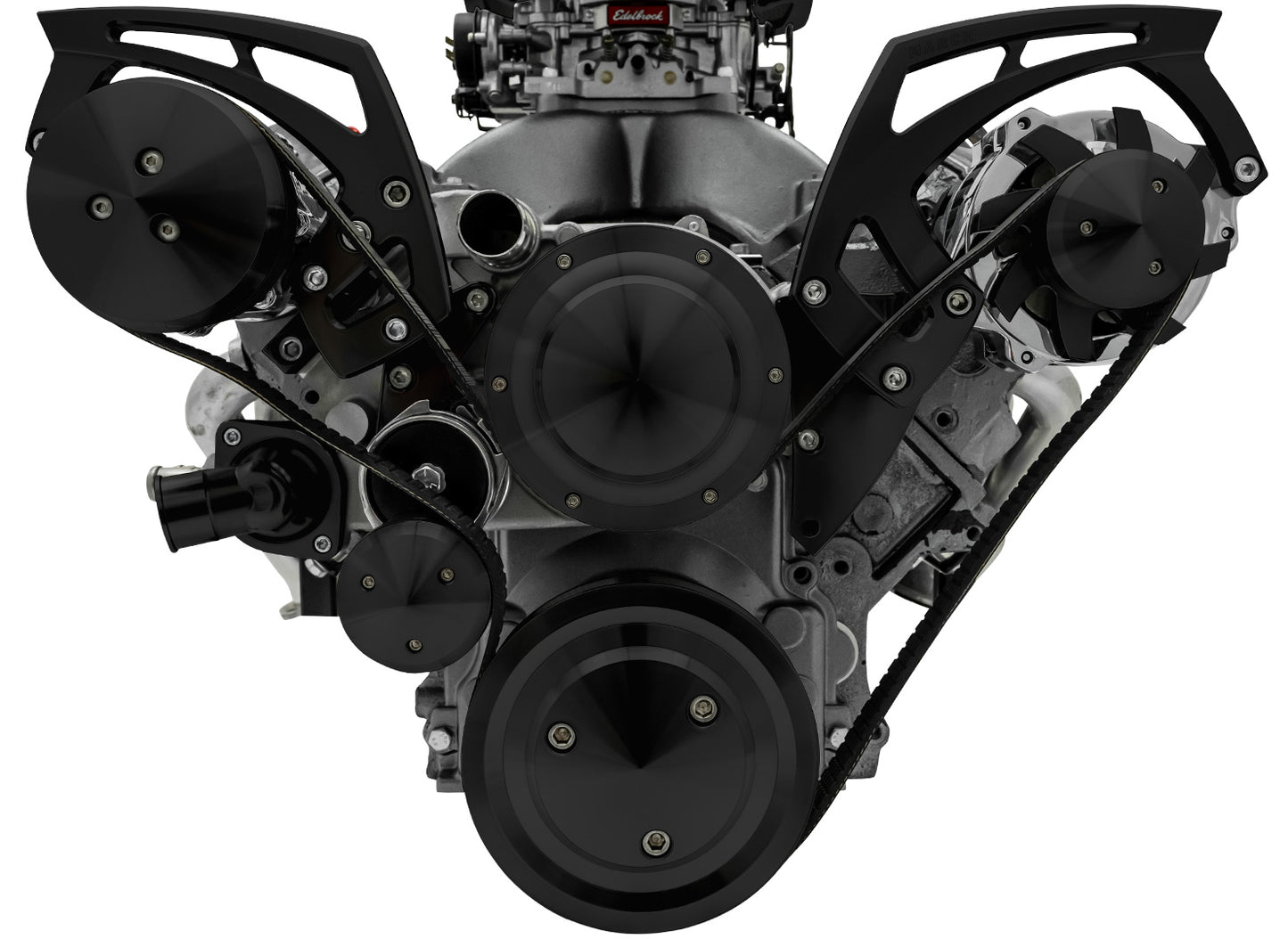 Chevy LS Style Track Serpentine System - Wide - AC & ALT - Black