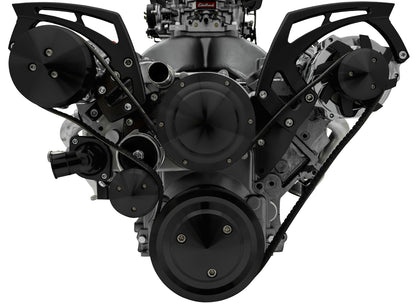 Chevy LS Style Track Serpentine System - Wide - AC & ALT - Black