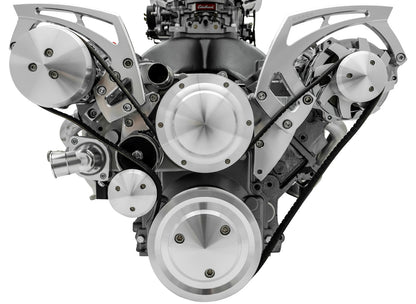 Chevy LS Style Track Serpentine System - Wide - AC & ALT - Chrome