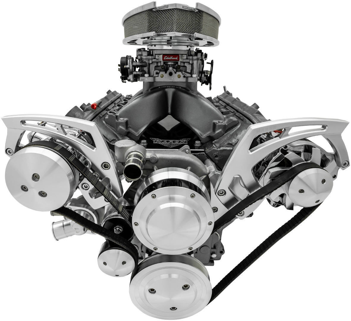 Chevy LS Style Track Serpentine System - Wide - AC & ALT - Chrome