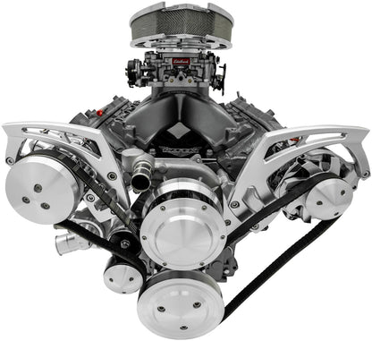 Chevy LS Style Track Serpentine System - Wide - AC & ALT - Chrome