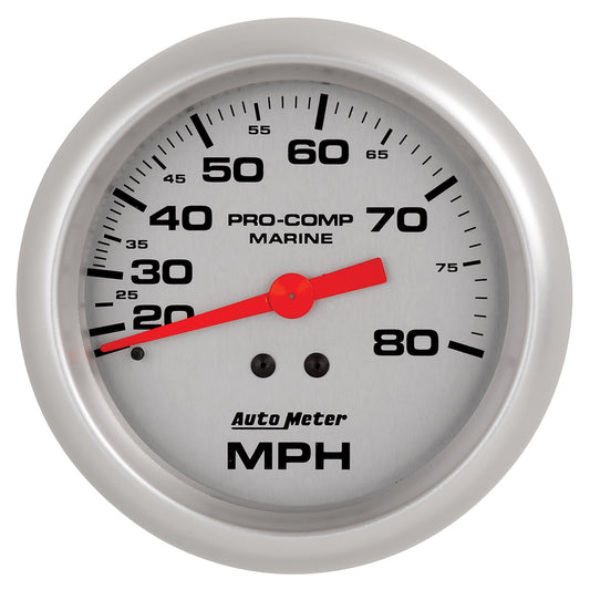 3-3/8 In. MECHANICAL SPEEDOMETER 0-80 MPH MARINE SILVER ULTRA-LITE