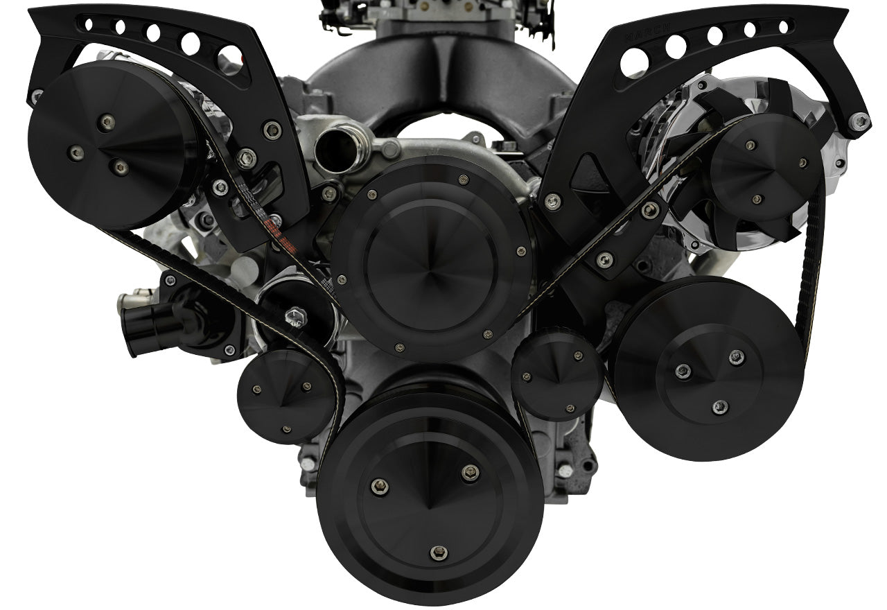 Chevy LS Revolver Serpentine System - AC & PS - Black