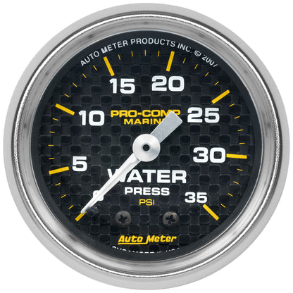 2-1/16 In. WATER PRESSURE 0-35 PSI MARINE CARBON FIBER