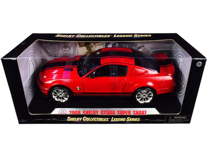 2008 Ford Shelby Mustang GT500 Super Snake Red with Black Stripes "Shelby Collectibles Legend" Series 1/18 Diecast Model Car by Shelby Collectibles  free shipping USA