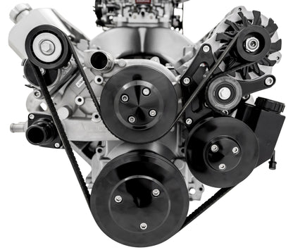 Chevy LS Pro Track Serpentine System - PS & ALT - Black