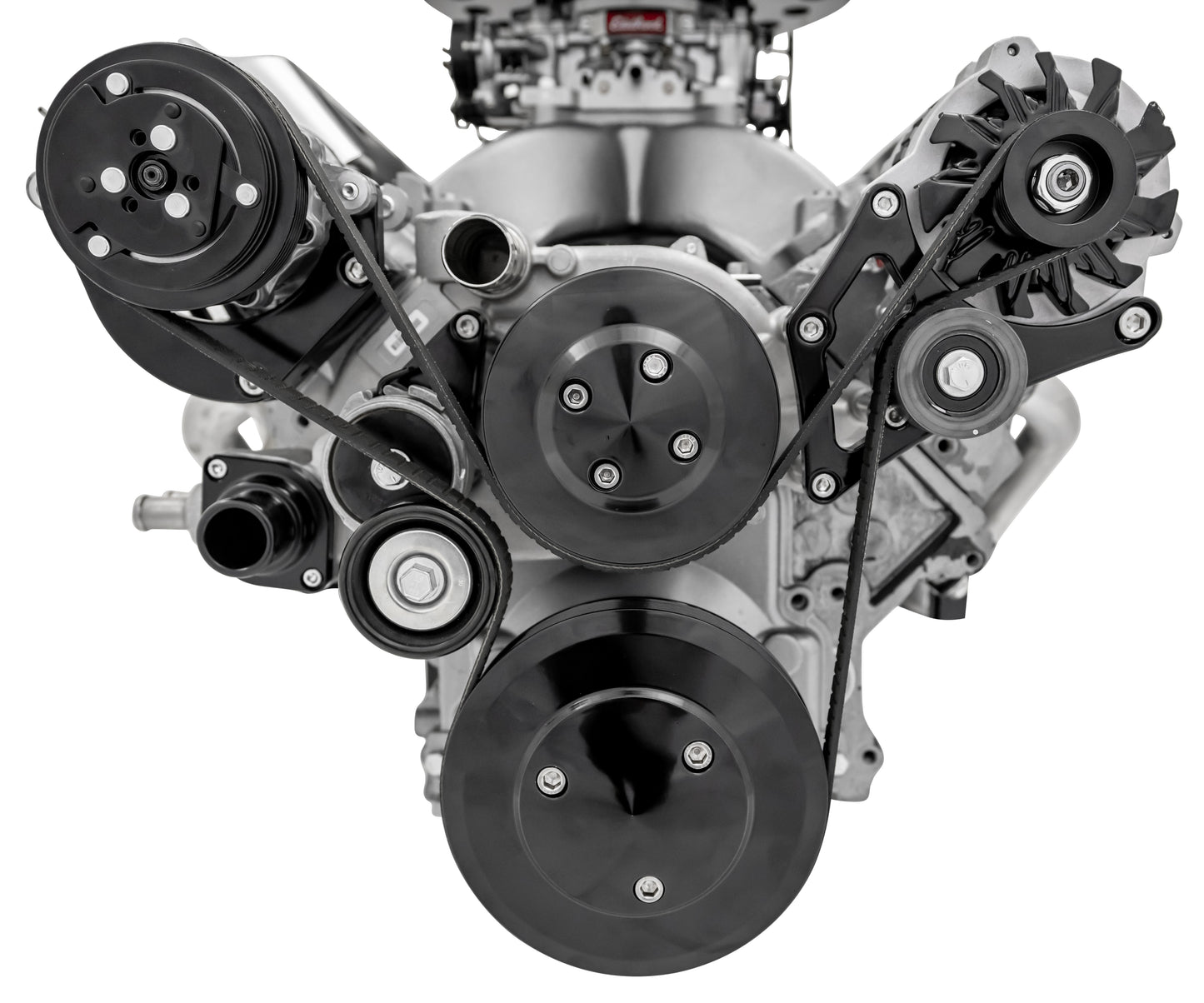 Chevy LS Pro Track Serpentine System - AC & ALT - Black