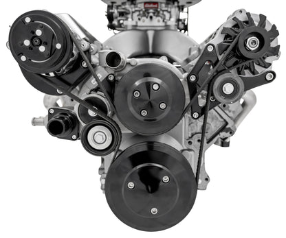 Chevy LS Pro Track Serpentine System - AC & ALT - Black