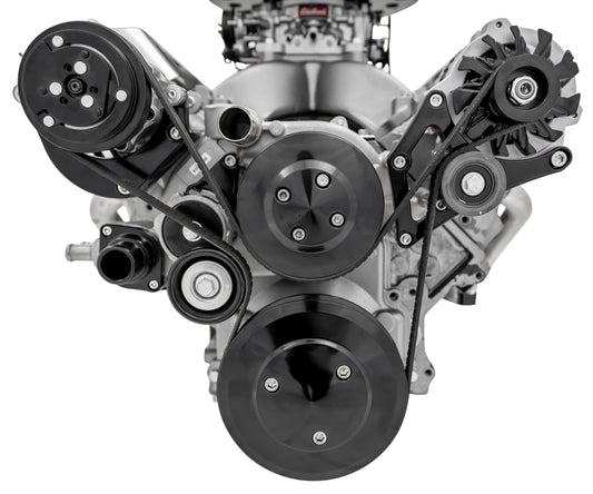 Chevy LS Pro Track Serpentine System - AC & ALT - Black