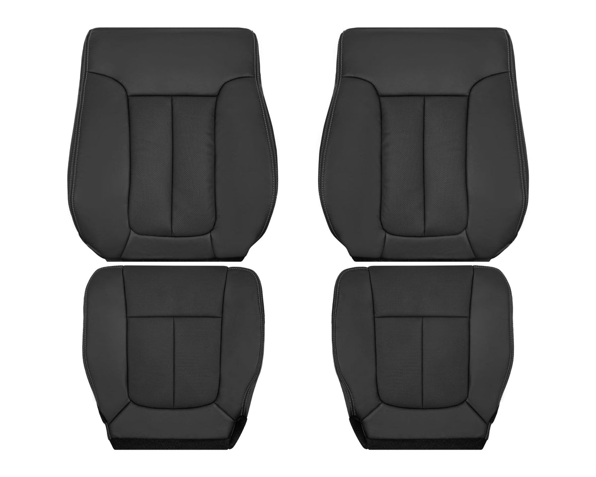 2009 - 2014 Ford F-150 Lariat Replacement Perforated Genuine Leather / Synthetic Leather Seat Cover In Black
