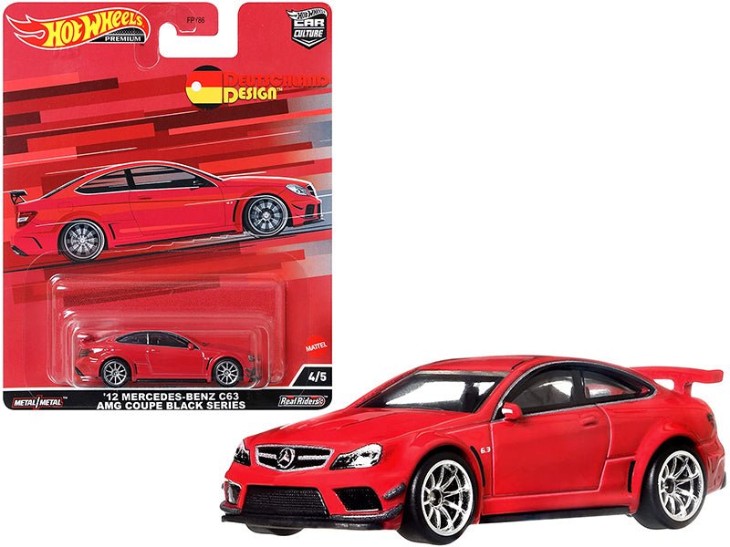 2012 Mercedes Benz C63 AMG Coupe Black Series Red "Deutschland Design" Series Diecast Model Car by Hot Wheels  free shipping USA