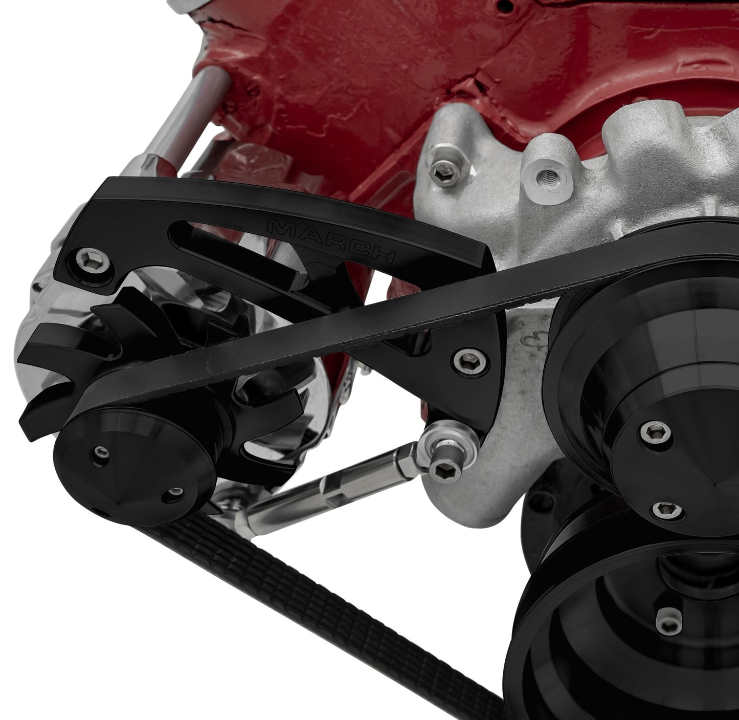 Big Block Chevy Ultra Alternator Bracket - Mid-Mount - LWP - Black