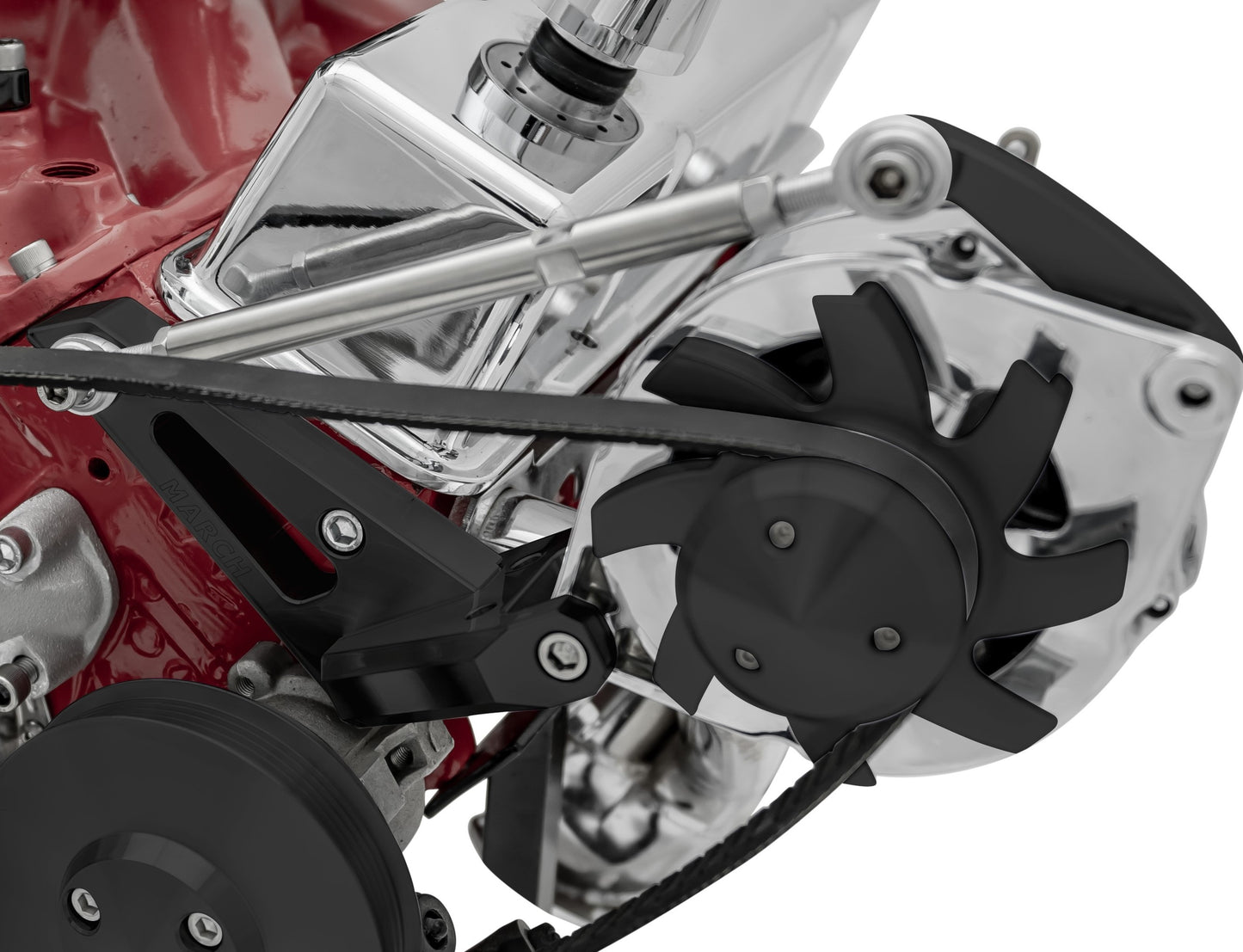 Small Block Chevy Outward Deluxe Alternator Bracket - SWP - Driver - Black