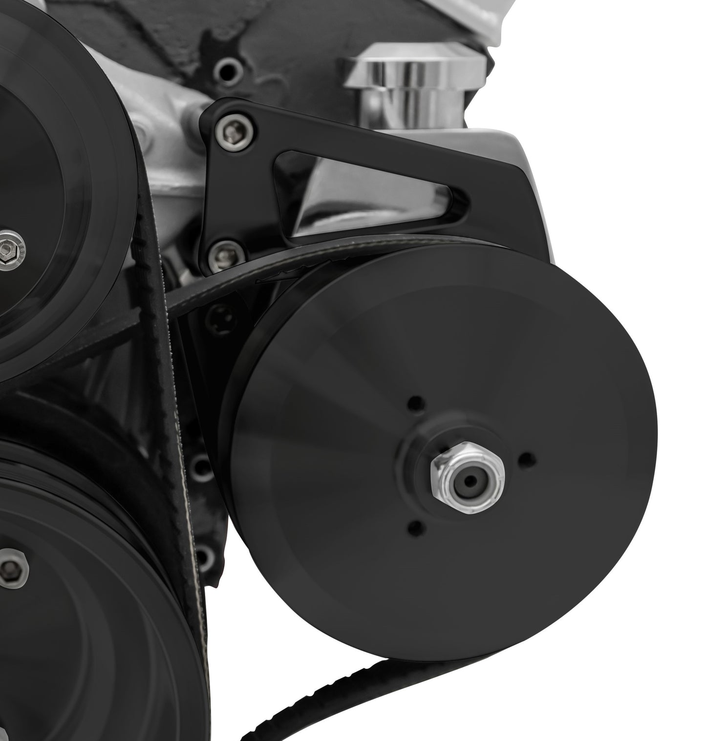 Small Block Chevy Deluxe Power Steering Bracket - LWP  Saginaw - Black