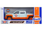 2017 Chevrolet Silverado 1500 LT Z71 Crew Cab Pickup Truck Light Blue with Orange Stripes "Gulf Oil" "Gulf Die-Cast Collection" 1/27 Diecast Model Car by Motormax  free shipping USA