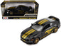 2018 Ford Mustang GT 5.0 Black with Gold Stripes and Graphics "Midnight Eclipse" Series 1/24 Diecast Model Car by Motormax  free shipping USA