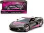 2020 Chevrolet Corvette Stingray Gray Metallic with Pink Carbon Hood and Top "Pink Slips" Series 1/24 Diecast Model Car by Jada  free shipping USA