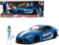 2020 Toyota Supra Blue with Graphics and Max Sterling Diecast Figurine "Robotech" "Hollywood Rides" Series 1/24 Diecast Model Car by Jada  free shipping USA