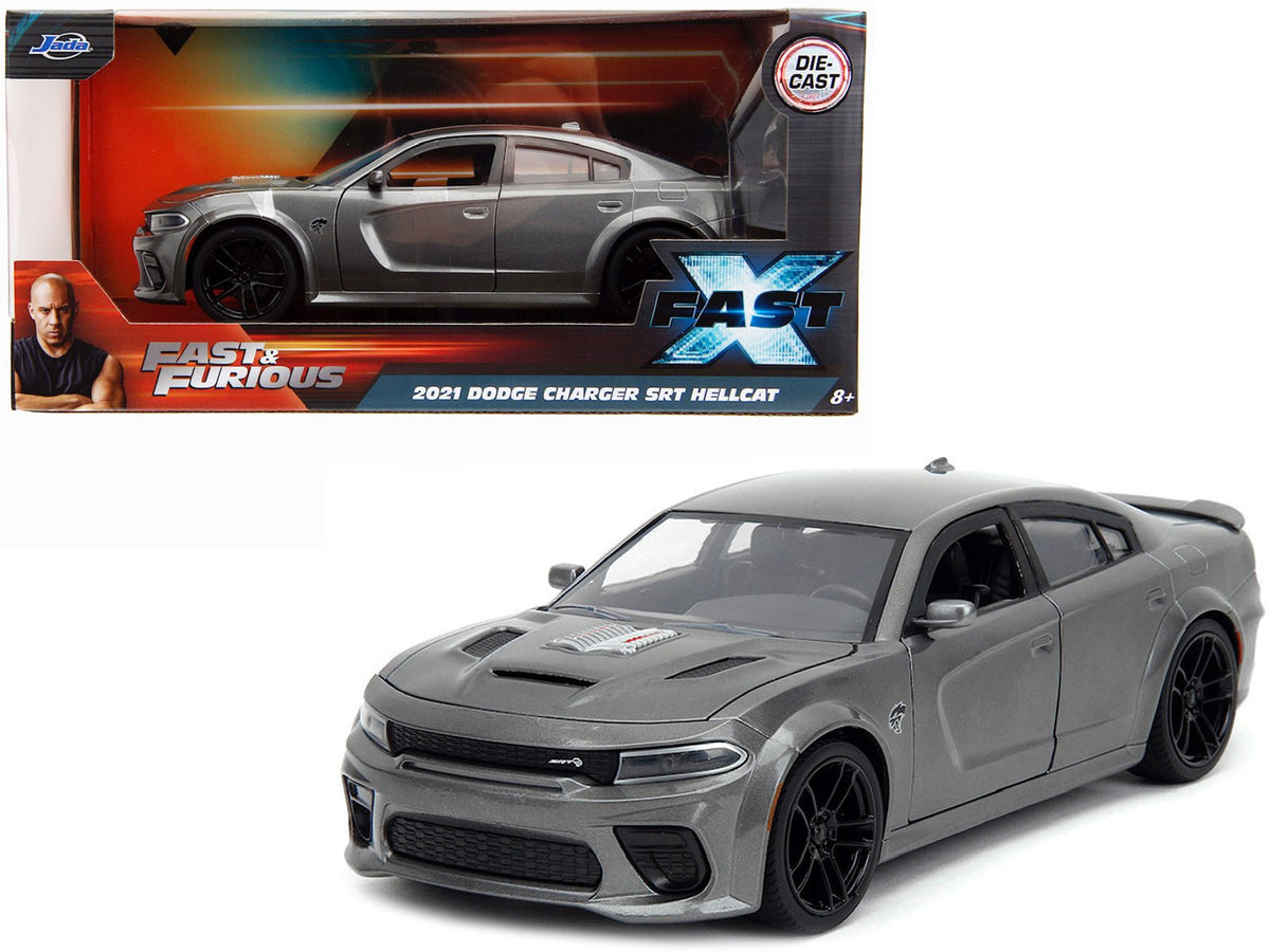 2021 Dodge Charger SRT Hellcat Gray Metallic "Fast X" (2023) Movie "Fast & Furious" Series 1/24 Diecast Model Car by Jada  free shipping USA