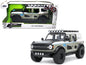 2021 Ford Bronco Gray and White with Matt Black Hood with Roof Rack "M2 Motoring" "Just Trucks" Series 1/24 Diecast Model Car by Jada  free shipping USA