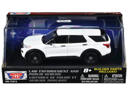 2022 Ford Police Interceptor Utility White Unmarked "Custom Builder's Kit" "Law Enforcement and Public Service" Series 1/43 Diecast Model Car by Motormax  free shipping USA
