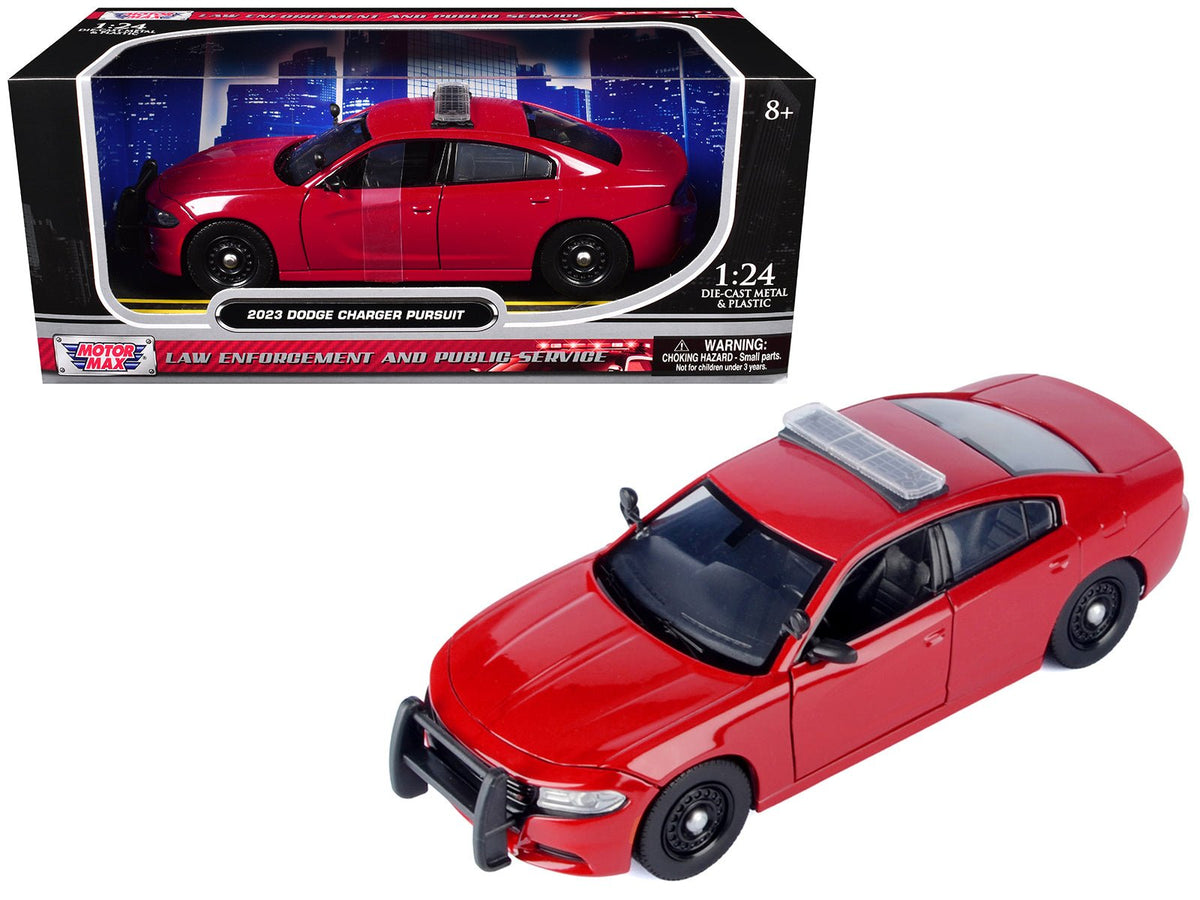 2023 Dodge Charger Pursuit Police Car Red "Law Enforcement and Public Service" Series 1/24 Diecast Model Car by Motormax  free shipping USA