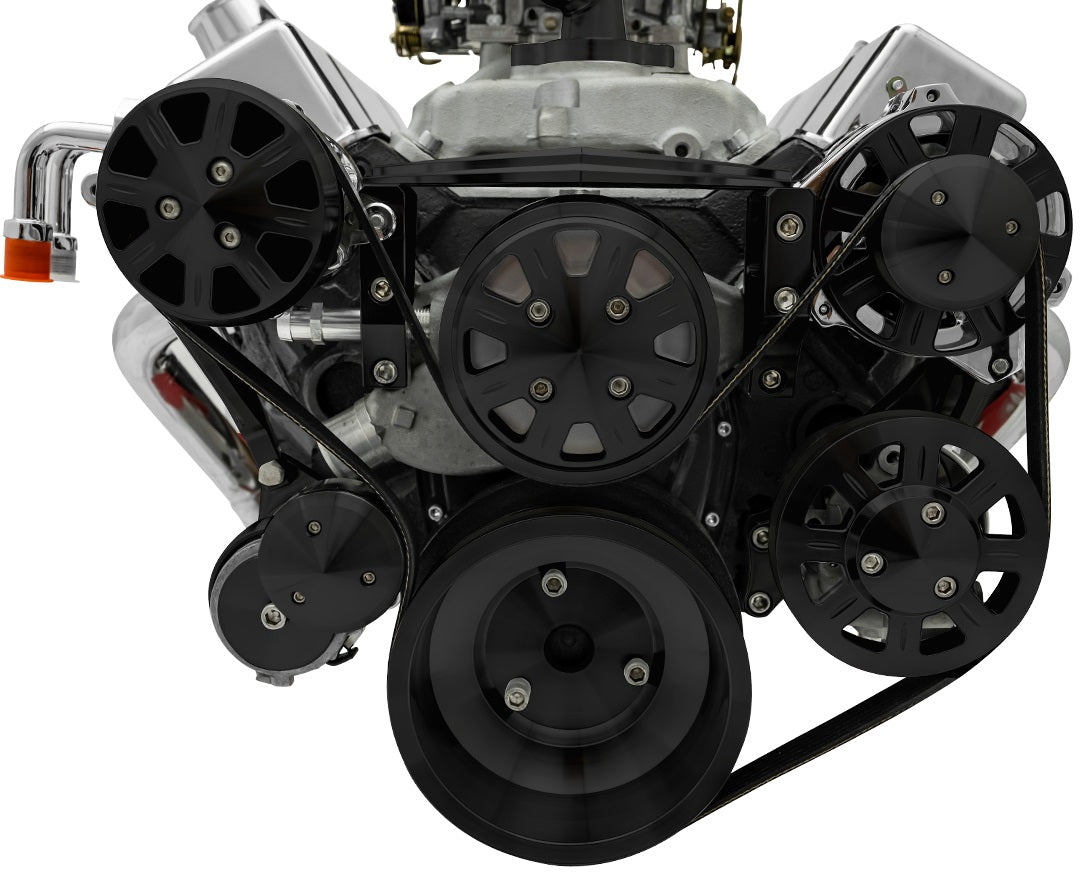 Small Block Chevy Black Ultra Track Serpentine Kit (AC/PS/ALT)