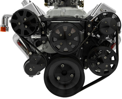 Small Block Chevy Black Ultra Track Serpentine Kit (AC/PS/ALT)