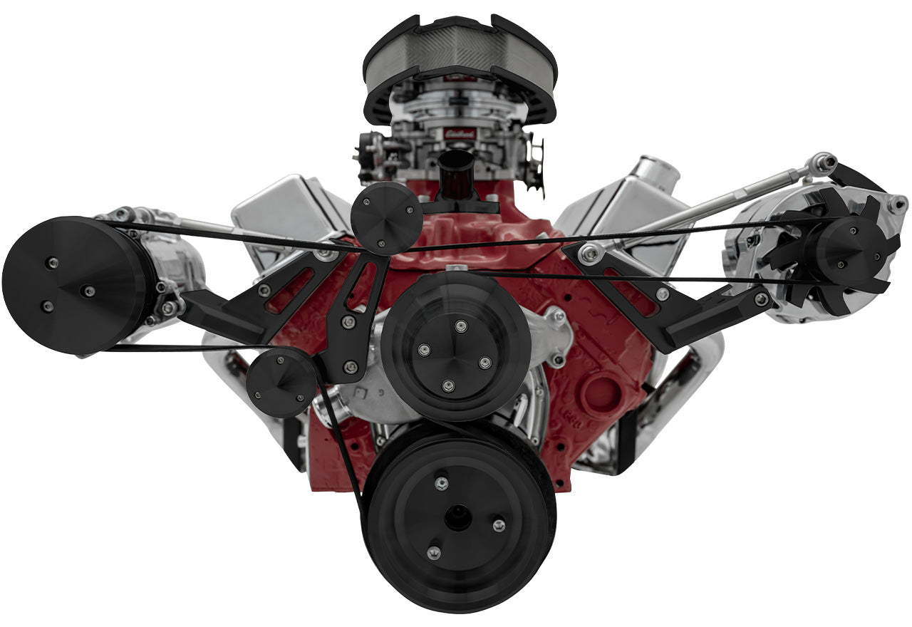 Big Block Chevy Serpentine Conversion - Outward - AC & Alternator - Black